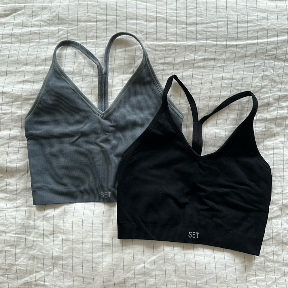 Set Active Sculptflex ribbed v-neck crop tops, set of 2